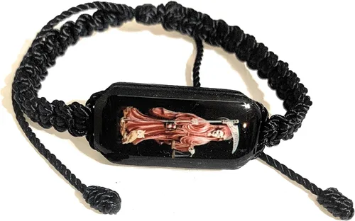 Vista 2 de Chavarrieta Pulsera Hilo Negro Pulsera Roja de hilo de la Santa Muerte, Cuentas de vidrio,