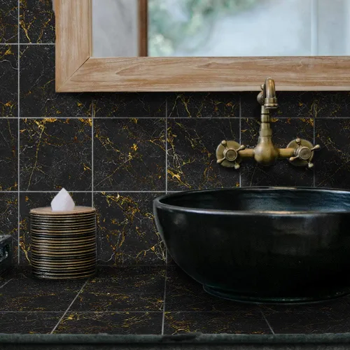 Vista 23 de Alwayspon 10 calcomanías de transferencia de azulejos de vinilo con efecto mármol, 6 x 6 pulgadas, calcomanías autoadhesivas para decoración de baño