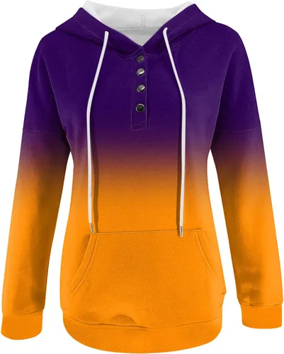 Vista 4 de WKSCLPAI Sudadera con capucha para mujer, de manga larga, ajuste holgado, estilo occidental, ropa