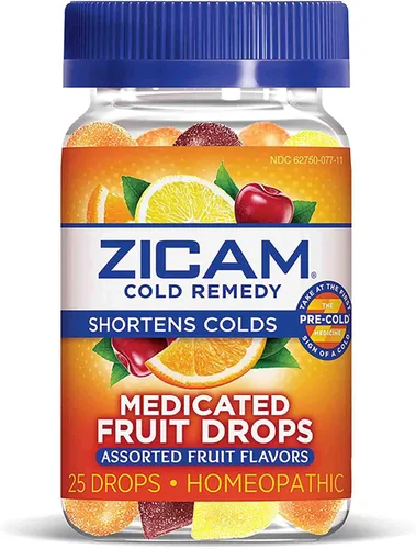 Vista 2 de Zicam Cold Remedy Gotas de frutas medicadas con zinc, frutas variadas, 25 unidades (paquete de 2)