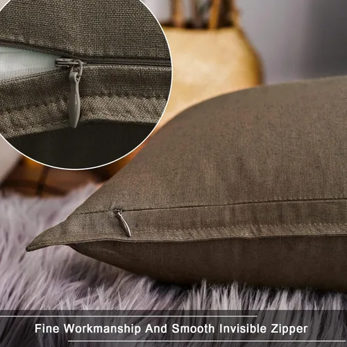 Vista 47 de Jeanerlor Funda de almohada decorativa de lino y algodón sólido de 18 x 18 pulgadas con cremallera, funda de cojín europea, funda de almohada