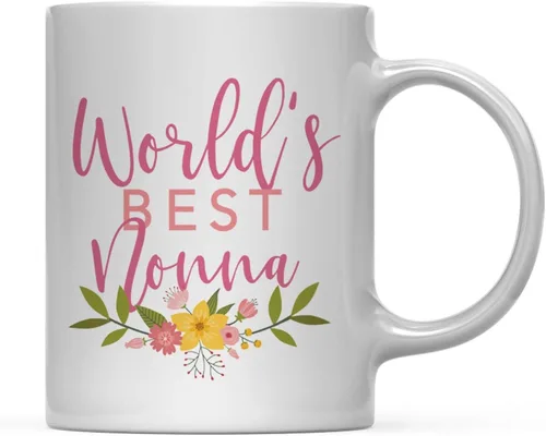 Vista 94 de Andaz Press Taza de café de 11 oz, regalo de broma de la mejor abbuela del mundo, diseño floral, paquete de 1