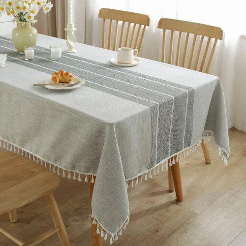 Vista 14 de JIALE - Manteles para mesas rectangulares, mantel de lino de algodón impermeable sin arrugas para mesas de comedor de granja, manteles de tela suave