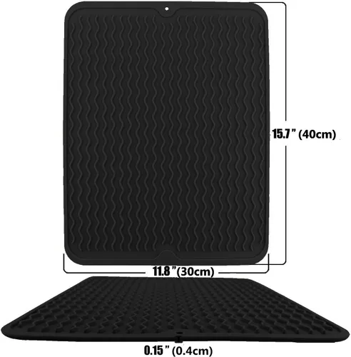 Vista 2 de Tapete grande para secar platos, alfombrillas de silicona de múltiples usos para múltiples usos, tapete de secado para encimera de cocina, 12 x 16