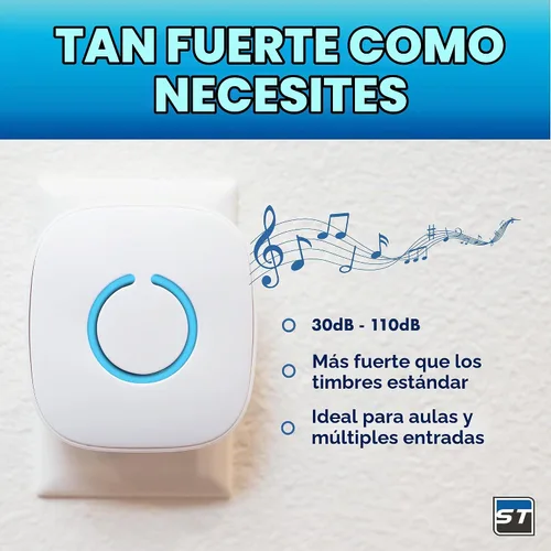 Vista 8 de Timbre inalámbrico de SadoTech – Kit de timbres y timbres impermeables inalámbricos – Rango de más de 1000 pies, timbre de 52 tonos, 4 niveles