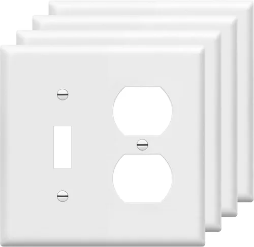 Vista 21 de ENERLITES Placa de pared de metal para combinación de interruptor de palanca y receptáculo dúplex, cubierta de salida de acero inoxidable 201