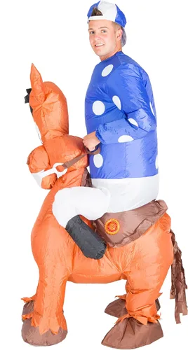 Vista 2 de Bodysocks Fancy Dress Disfraz inflable de carreras de caballos de jockey azul para adultos (talla única)