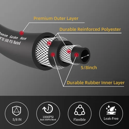 Vista 3 de Wiseflow Leader Hose Manguera de agua resistente de 3 x 5/8 pulgadas con accesorios de latón macho a hembra, extensor de manguera corta para carrete