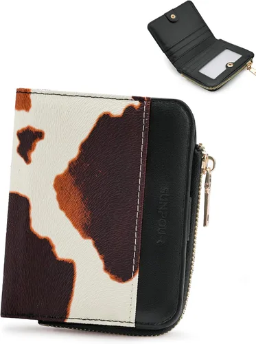 Vista 9 de Billeteras pequeñas y plegables para mujer, mini-cartera RFID para mujer, tarjetero delgado con bolsillo con cremallera para monedas y 2 ventanas