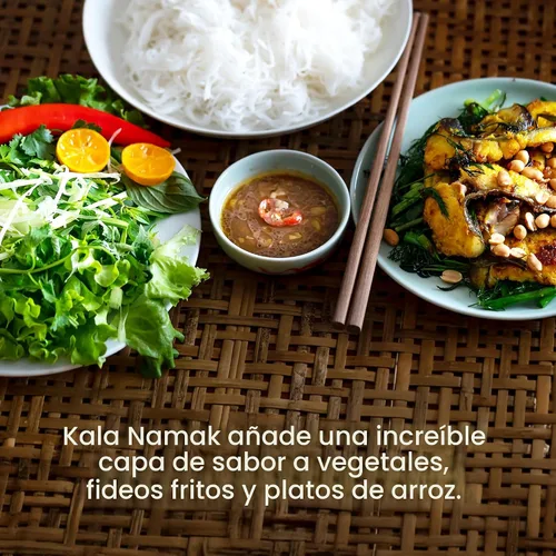 Vista 6 de The Spice Lab Kala Namak Sal negra – Sal india del Himalaya en tarro francés – Condimento puro vegano Kala Namak para revueltas de tofu – Sabor