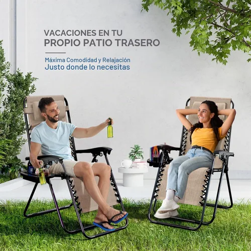 Vista 9 de Nestl Sillas de gravedad cero, juego de 2, silla de patio al aire libre con almohadas y bandejas portavasos, silla reclinable plegable de malla