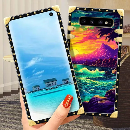 Vista 4 de Funda compatible con Samsung Galaxy S10 4G, TPU suave de lujo y parte trasera de policarbonato duro para niñas y mujeres, funda protectora a prueba