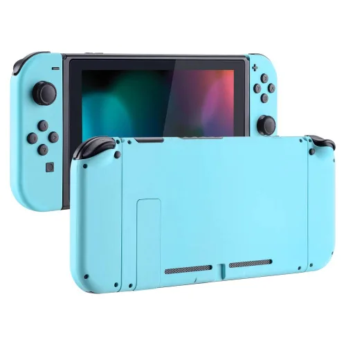 Vista 5 de eXtremeRate Colorful Border Screen Protector Back Plate NS Joycon Handheld Controller Housing Buttons for Nintendo Switch DIY Replacement Shell