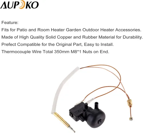 Vista 3 de Aupoko Piezas de calentador de gas para patio, termopar e interruptor antiinclinación, kit de seguridad para calentador de patio y habitación