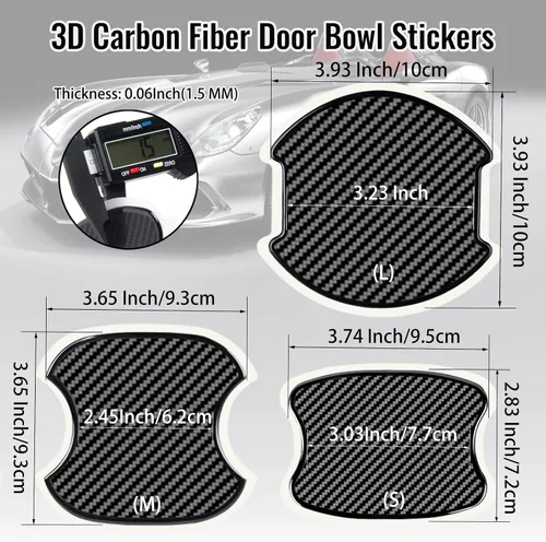 Vista 2 de Pegatina Protectora de Copa de Manija de Puerta de Auto de TPU Tipo Fibra de Carbono, Protector de Pintura de Puerta Auto, Películas de Protección