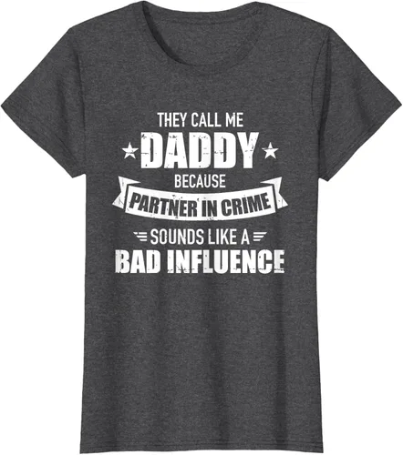 Vista 4 de Call me dad partner in crime bad influence camiseta divertida regalo papá, Negro, S