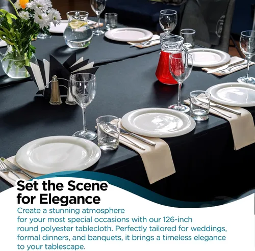 Vista 6 de Mantel rectangular – Tela de lino de poliéster para bodas, fiestas, banquetes, ocasiones especiales, decoración de restaurantes y eventos al aire