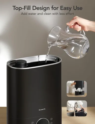 Vista 8 de GoveeLife Humidificadores de 7L para Dormitorio, Humidificador Inteligente de Relleno Superior de Niebla Fría y Cálida para Habitación Grande, Modo