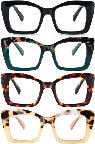 Vista 9 de DXYXYO Lentes de lectura cuadrados de gran tamaño para mujer, bloqueo de luz azul, estilo Oprah, marco grueso, lectores con bisagra de resorte