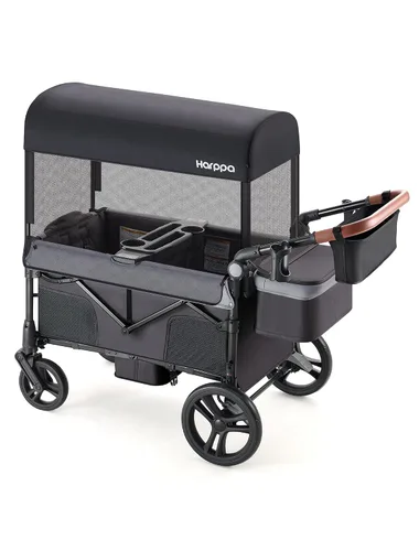 Vista 10 de Harppa Remy XL Wagon Cochecito para 4 niños, capacidad de 280 libras con 4 Negro
