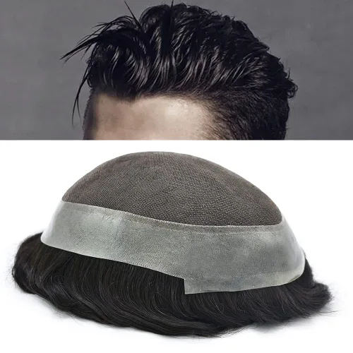 Vista 50 de Toupee For Men Real Human Hair Mens Toupee Hair Replacement System Swiss Lace Toupee For Men Natural Human Hair Piece Mens Toupee6*8"-90% density#2