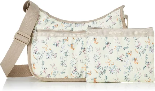 Vista 5 de LeSportsac Cheerful Blooms Classic Hobo Crossbody Bag + bolsa de cosméticos, estilo 7520color E547, románticos y coloridos delicados aerosoles