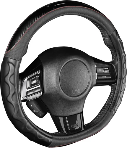 Vista 24 de Motor Trend Funda protectora para volante ergonómico/Protector de agarre para volantes de tamaño pequeño en automóviles, vehículos utilitarios Cuero