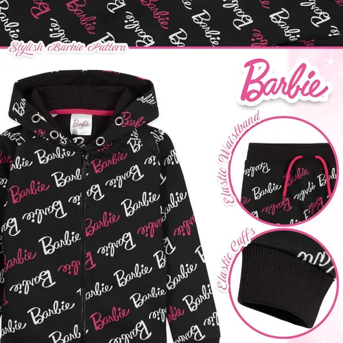 Vista 2 de Barbie Conjunto de ropa de descanso con capucha y pantalones deportivos para niña