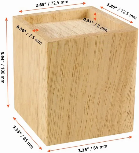 Vista 2 de SINJEUN Paquete de 4 elevadores de madera maciza de 4 pulgadas, elevadores de muebles de madera cuadrada natural, extensores de madera para mesa