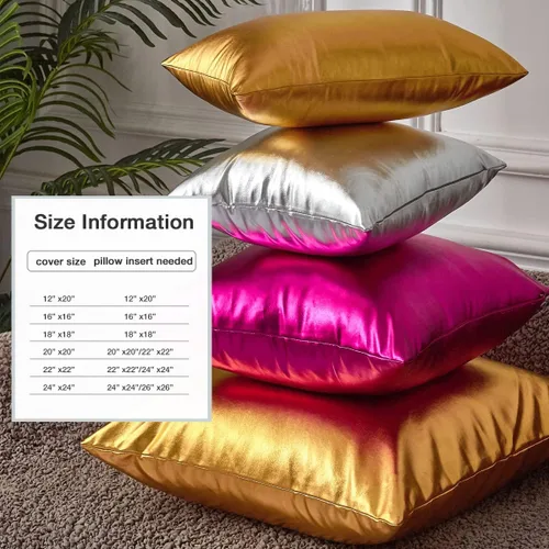 Vista 7 de EUCIOR Almohada Decorativa, Fundas de Almohada de Oro 16x16, Fundas de Almohada Decorativas Modernas Metálicas Brillantes, Fundas de Almohada