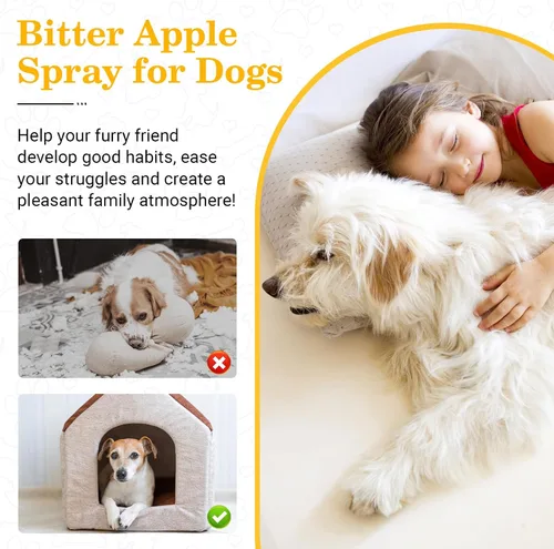 Vista 2 de Spray sin masticar para perros, spray de manzana amarga para perros para dejar de masticar, corrector de entrenamiento disuasorio para interiores