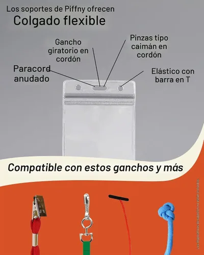 Vista 6 de Soporte de identificación transparente para cordón, soporte para tarjetas de identificación impermeable