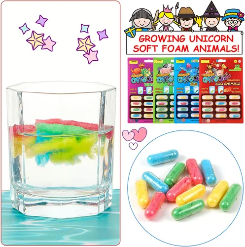Vista 3 de Gejoy Paquete de 8 cápsulas de cultivo de agua para niños, cápsulas de animales acuáticos, dinosaurio, unicornio, criatura marina, juguetes de baño