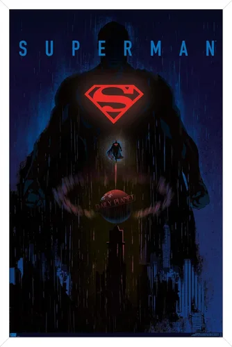 Vista 13 de DC Comics: Dark Artistic - Póster de pared de Superman, 22.4 pulgadas de largo x 14.7 pulgadas de ancho, versión enmarcada de madera de granero