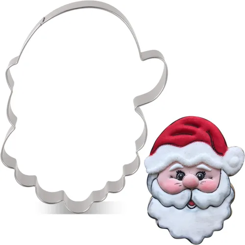 Vista 9 de LILIAO Cortador de galletas con cara de Papá Noel de Navidad - 3.4 x 4.3 pulgadas - Acero inoxidable