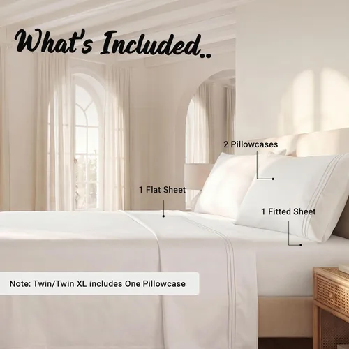 Vista 5 de Superior Juego de sábanas de algodón egipcio de 4 piezas, 1000 hilos, ecológicas, sábanas sostenibles, básicos de lujo, sólidas, sábana bajera