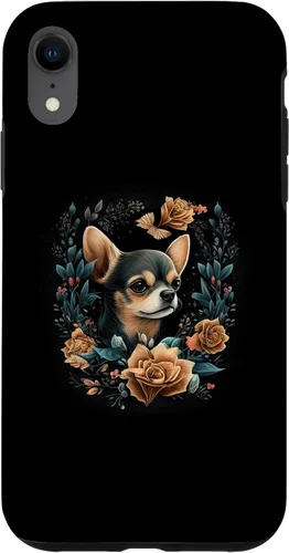 Vista 9 de iPhone 12 mini Chihuahua Lindo perro Hermoso Flores Niña Estuche para plantas