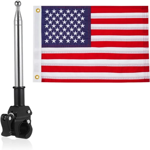 Vista 9 de Bandera estadounidense de 1.5 x 3 pies, banderas plisadas de Estados Unidos bordadas para exteriores, bandera patriótica de medio abanico con 3