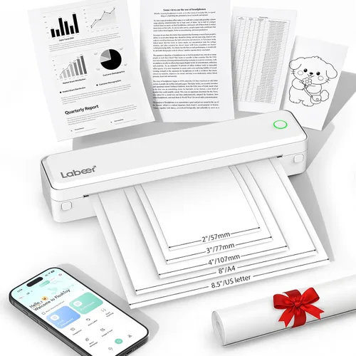 Vista 7 de Labeer Portable Thermal Printer, Wireless Bluetooth Inkless Printer Black