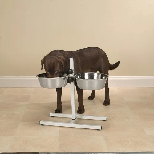 Vista 5 de ProSelect - Tazón ajustable de acero inoxidable para perros con dos cuencos de comida para mascotas