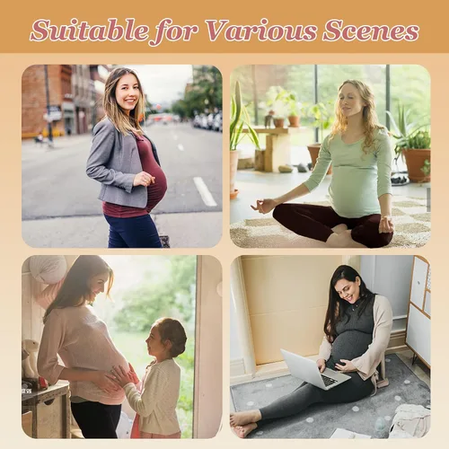 Vista 2 de TNNZEET Leggings de maternidad sobre el vientre con bolsillos, pantalones negros de entrenamiento para yoga y embarazo