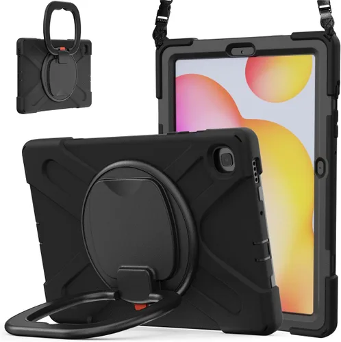 Vista 149 de 360 Rotation Case for Galaxy Tab ActivePro/Tab Active4 Pro/Active 5 Pro 10.1" Sturdy Cover Rotate Ring Stand Shoulder Carrying Strap Hand Strap
