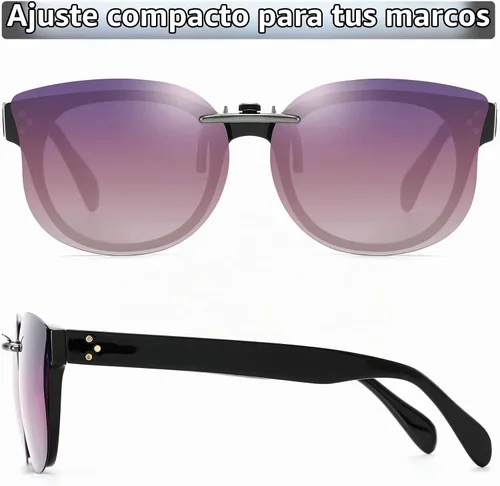 Vista 5 de CAXMAN Gafas de sol con clip de ojo de gato para mujer, polarizadas, ajuste