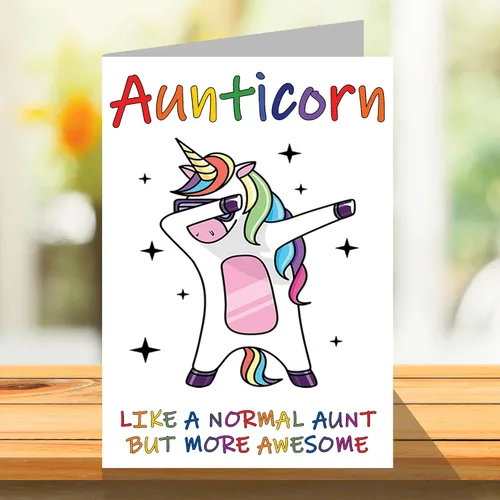 Vista 3 de Stuff4 Tarjetas de cumpleaños para tía para ella, Aunticorn, divertidas tarjetas de cumpleaños para tía, tarjetas de felicitación de cumpleaños A5