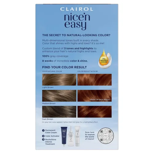 Vista 2 de Clairol Nice'n Easy - Tinte permanente para el cabello, color caoba medio 5R, paquete de 3 unidades 5r castaño medio