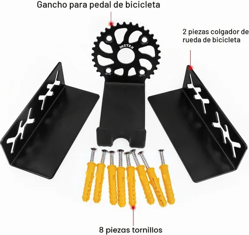Vista 3 de MZYRH Soporte de pared resistente para bicicleta, acero inoxidable, 1 paquete, negro Negro 1 paquete