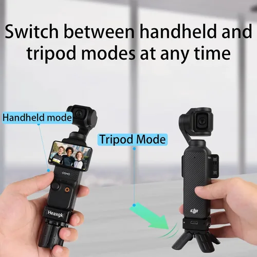 Vista 2 de Kit de trípode de liberación rápida para DJI Osmo Pocket 3, base de adaptador de carga de puerto de función completa tipo C para bolsillo 3