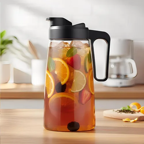 Vista 6 de Sivaphe Cafetera grande de hielo frío de 64 onzas, jarra Traitan Safty Traitan, a prueba de fugas, método de cafetera caliente helada, 2 cuartos