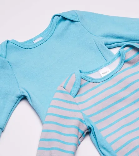 Vista 2 de Hanes Ultimate baby girls Crew Sweatshirt Pullover Sweater Light Grey StripeTurquoise Solid 12-18 Months US