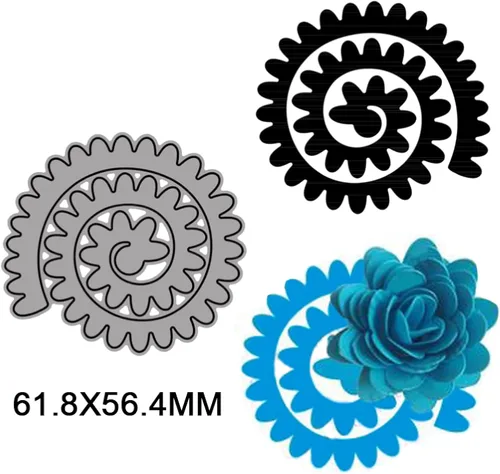 Vista 6 de 10 piezas de troqueles de metal de flores en espiral 3D para hacer tarjetas DIY, álbumes de recortes, troqueles en relieve, plantilla de punzón
